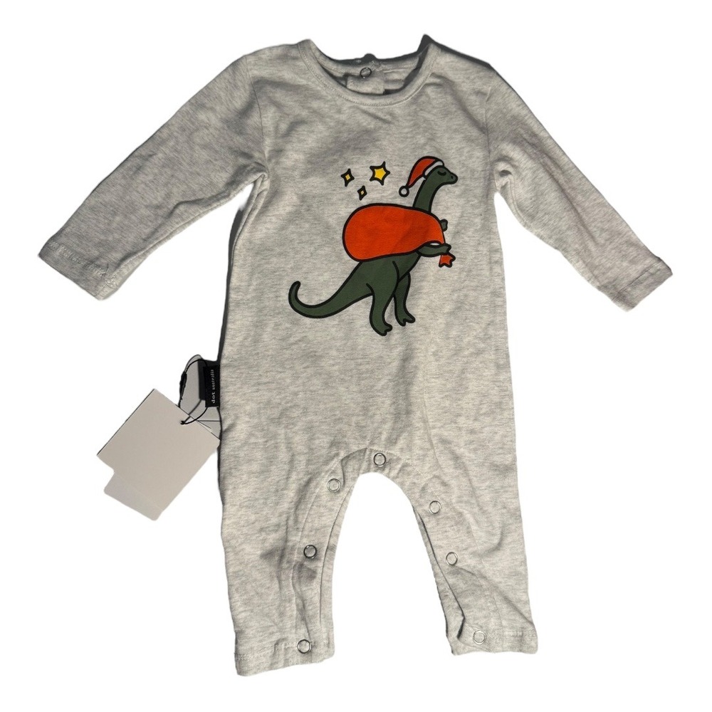 Dot Australia Baby Holiday Dinosaur Santa‎ One Piece Romper 3-6 Months Nordstrom